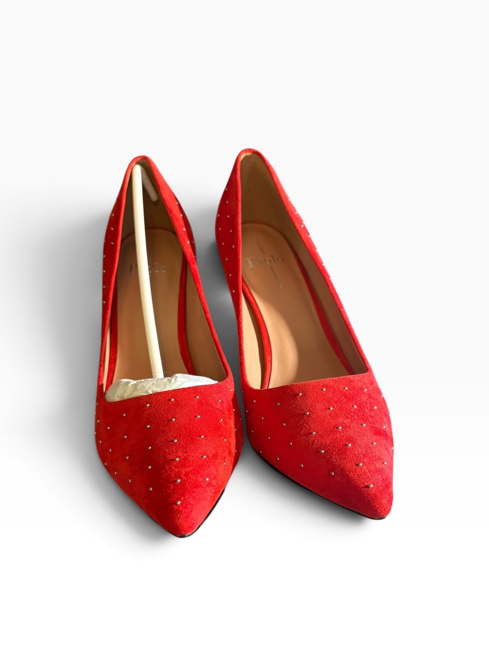 LINEA Paolo PAMILA Red Studded Pointed-Toe Pumps – Size 10M – NIB